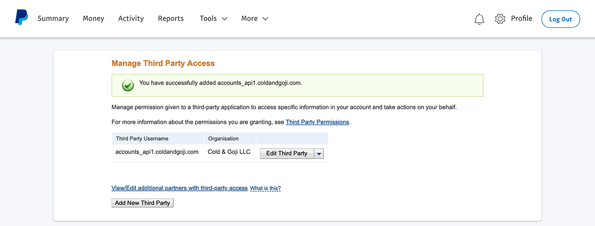 Grant PayPal API Access 7